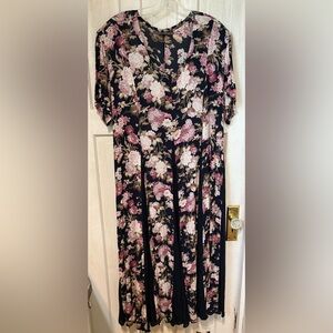 Floral Black and Pink Women's Dress